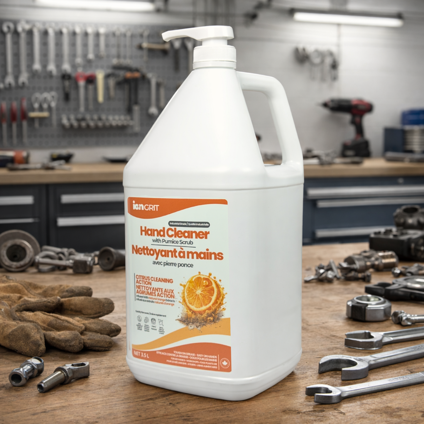 Hand Cleaner with Pumice Scrub – Natural Orange Industrial Hand Cleaner for Grease, Oil & Grime