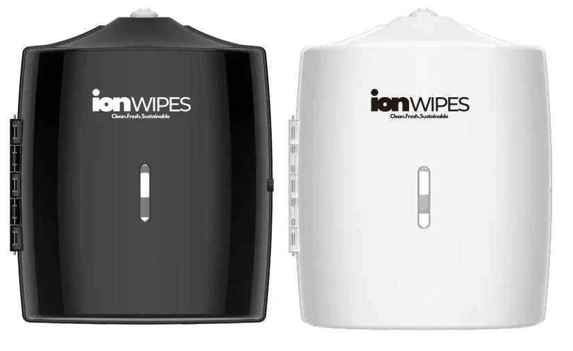 Wall Mounted Wipe Dispenser – White | Holds 800 Wipes | Gym & Cleaning Wipe Dispenser - ION Wipes
