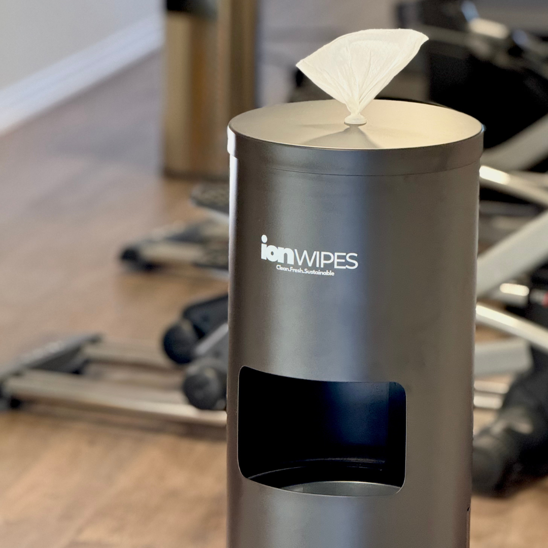 Gym Wipes with Stainless Steel Floor Stand Dispenser - 3200 Wipes (4 x 800) - ION Wipes