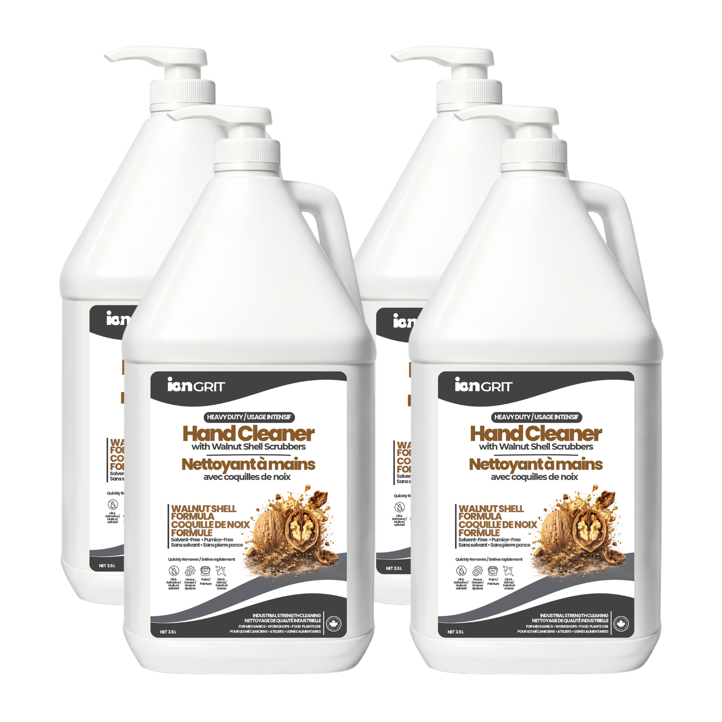 ION Grit Hand Cleaner with Walnut Shell Scrubbers – 3.5L | Heavy-Duty Hand Soap for Mechanics, Workshops & Commercial Use