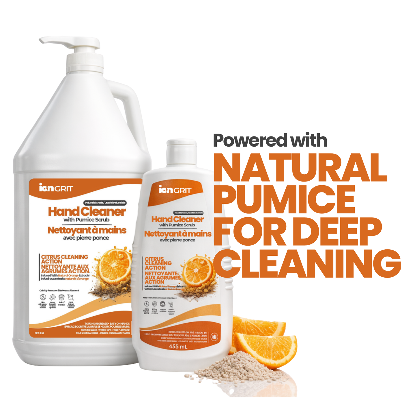 Hand Cleaner with Pumice Scrub – Natural Orange Industrial Hand Cleaner for Grease, Oil & Grime