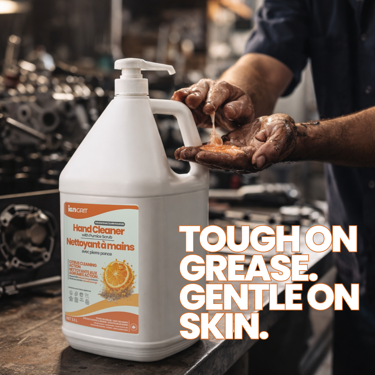 Hand Cleaner with Pumice Scrub – Natural Orange Industrial Hand Cleaner for Grease, Oil & Grime