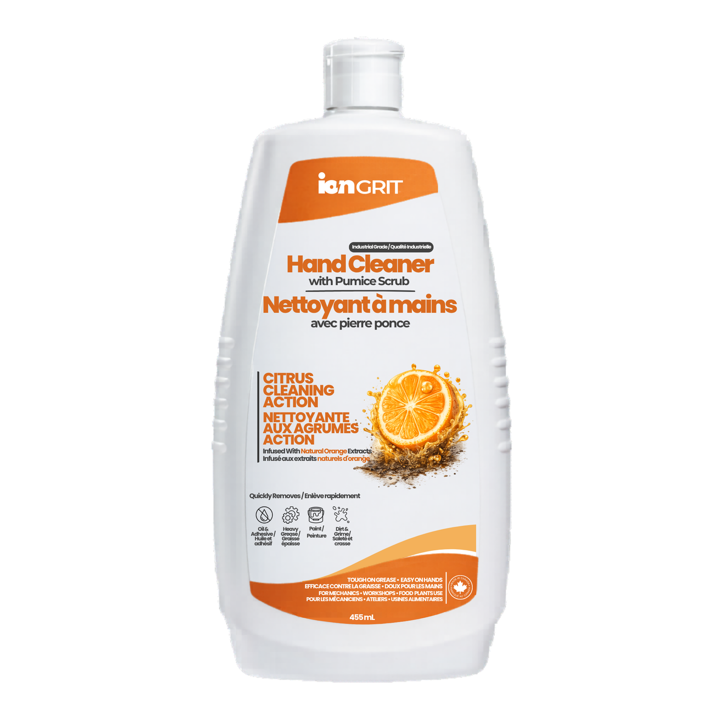 Hand Cleaner with Pumice Scrub – Natural Orange Industrial Hand Cleaner for Grease, Oil & Grime