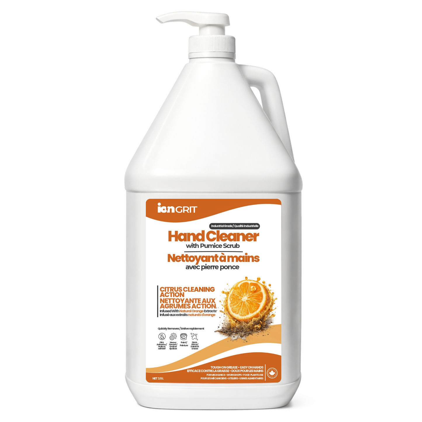 Hand Cleaner with Pumice Scrub – Natural Orange Industrial Hand Cleaner for Grease, Oil & Grime