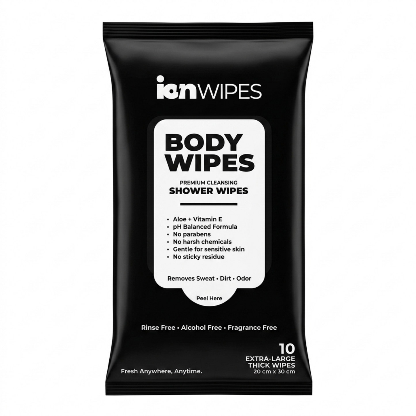 ION Body Wipes 60 count box and packet no rinse shower wipes Canada