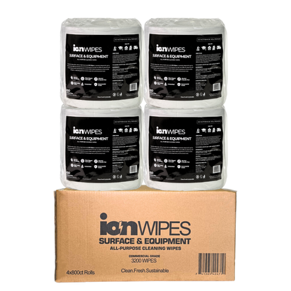 Gym Wipes with Stainless Steel Floor Stand Dispenser - 3200 Wipes (4 x 800) - ION Wipes