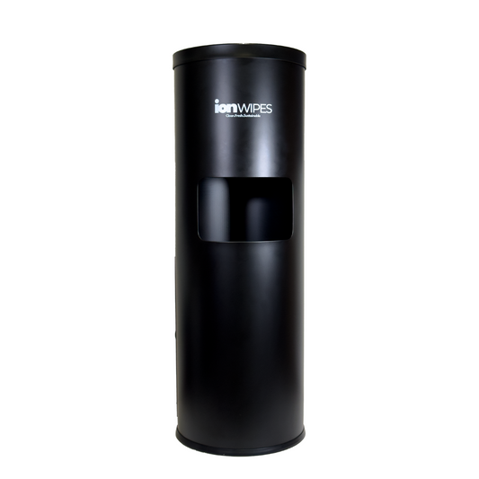 Stainless Steel Floor Standing Wet Wipes Dispenser – Black | Durable & Modern Design - ION Wipes