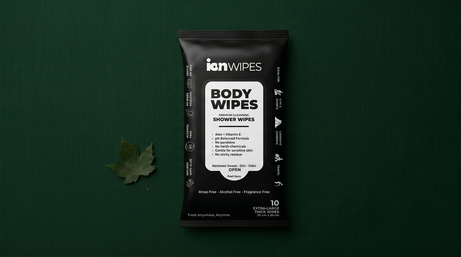 ION Wipes Body Wipes No Rinse Shower Wipes biodegradable shower wipes