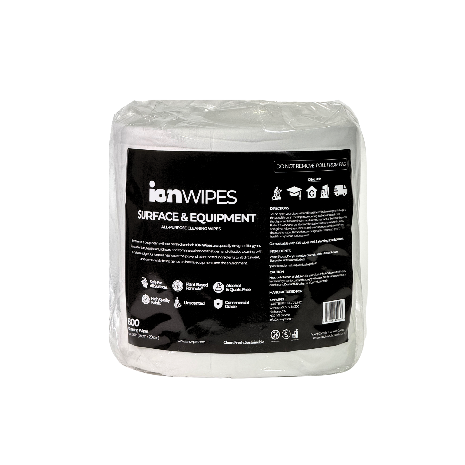 ION Wipes Gym Wipes Equipment & Surface Cleaning 800 Wipes roll
