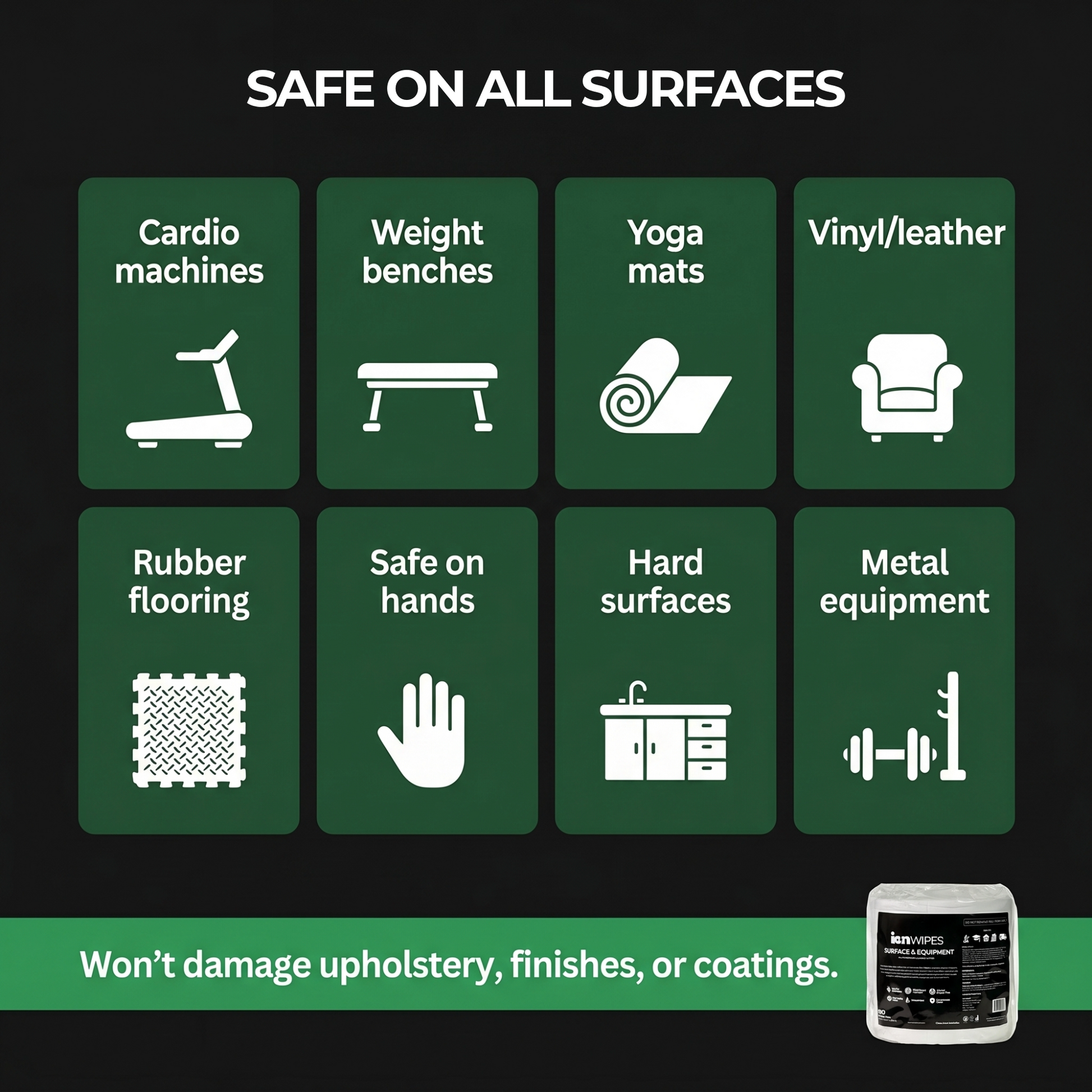 ion gym wipes safe on all surface and equipments