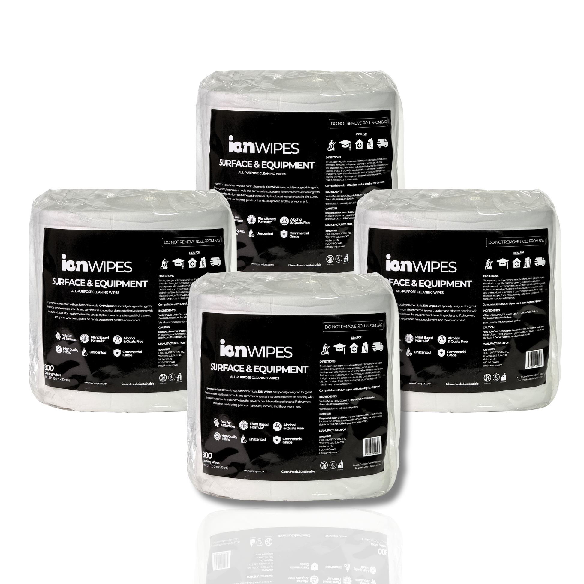 Gym Wipes – Equipment & Surface Cleaning Wipes 3200ct (4 Rolls/Case) - ION Wipes